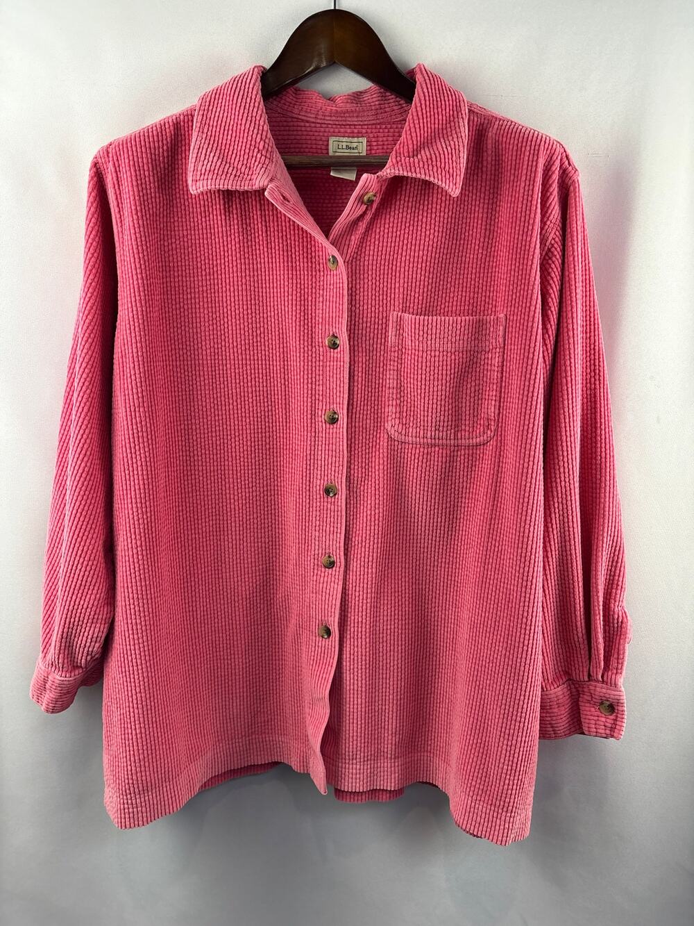Women’s L.L. Bean Size 2X Pink Corduroy Button Up